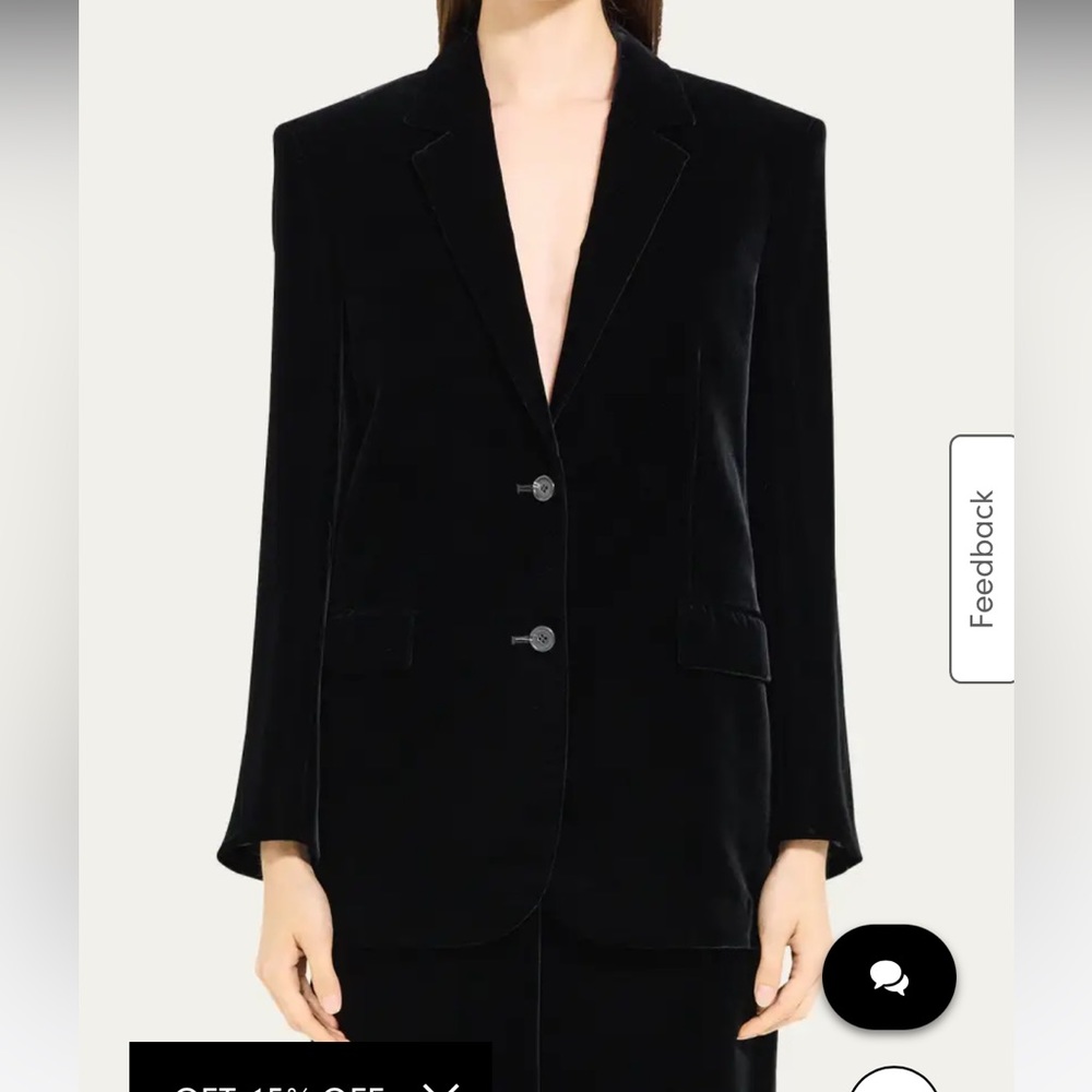 Theory black velvet slim fit blazer